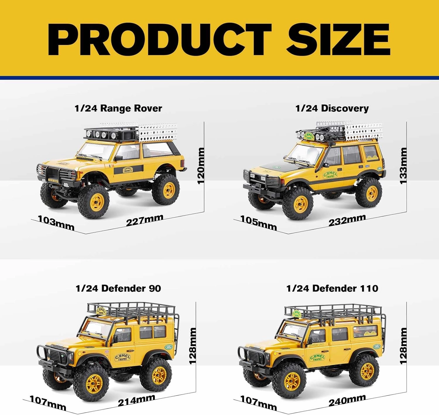 EAZYRC FMS 1/24 FCX24M RC Crawler RTR, Land Rover Series with Licensed, 1/24 RC Truck 4X4 Mini RC Truck with Lighting, 2.4Ghz Remote Control(Defender 90)