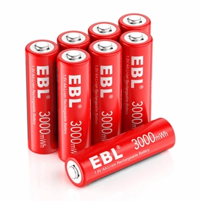 EBL AA Lithium Batteries, 1.5V 3000mWh Rechargeable AA Batteries Long Lasting Double A Battery 8 Pack
