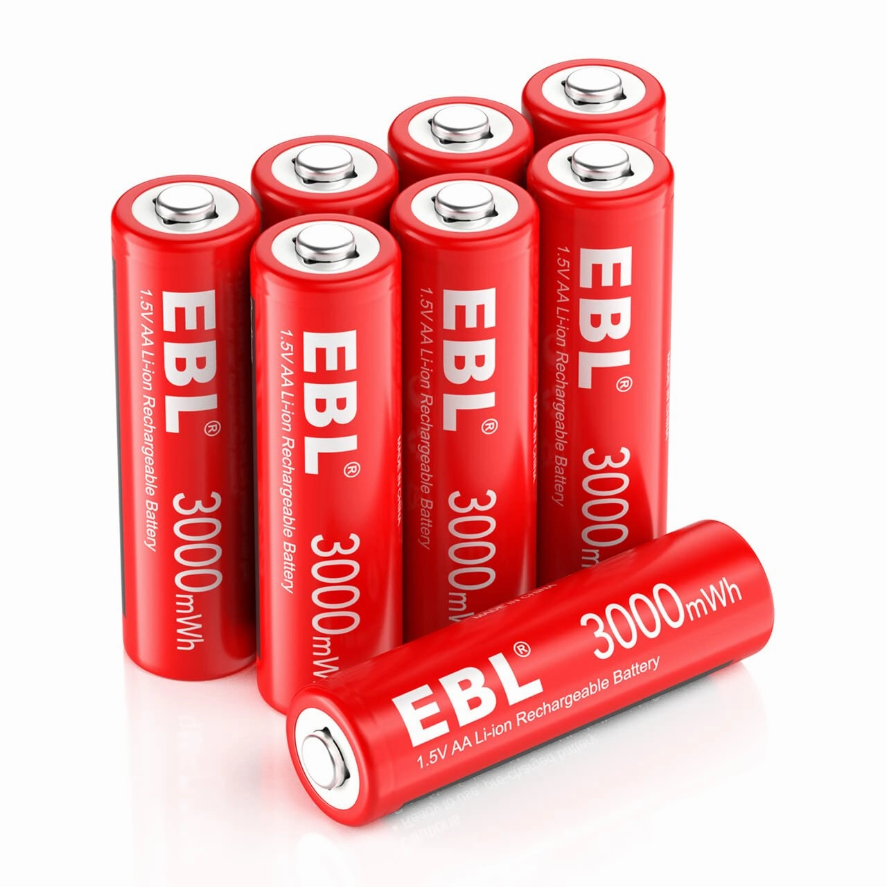 EBL AA Lithium Batteries, 1.5V 3000mWh Rechargeable AA Batteries Long Lasting Double A Battery 8 Pack