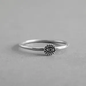 Eco-Silver Evil Eye Stamped Handcrafted Stacking Ring