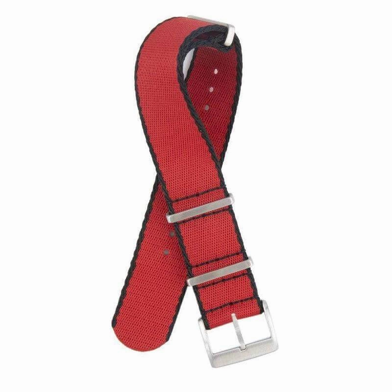 Eco-Friendly Nylon Military Watch Strap -  Red Black Borders