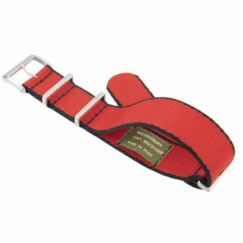 Eco-Friendly Nylon Military Watch Strap -  Red Black Borders