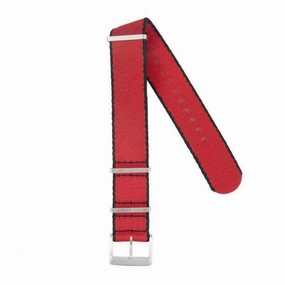 Eco-Friendly Nylon Military Watch Strap -  Red Black Borders