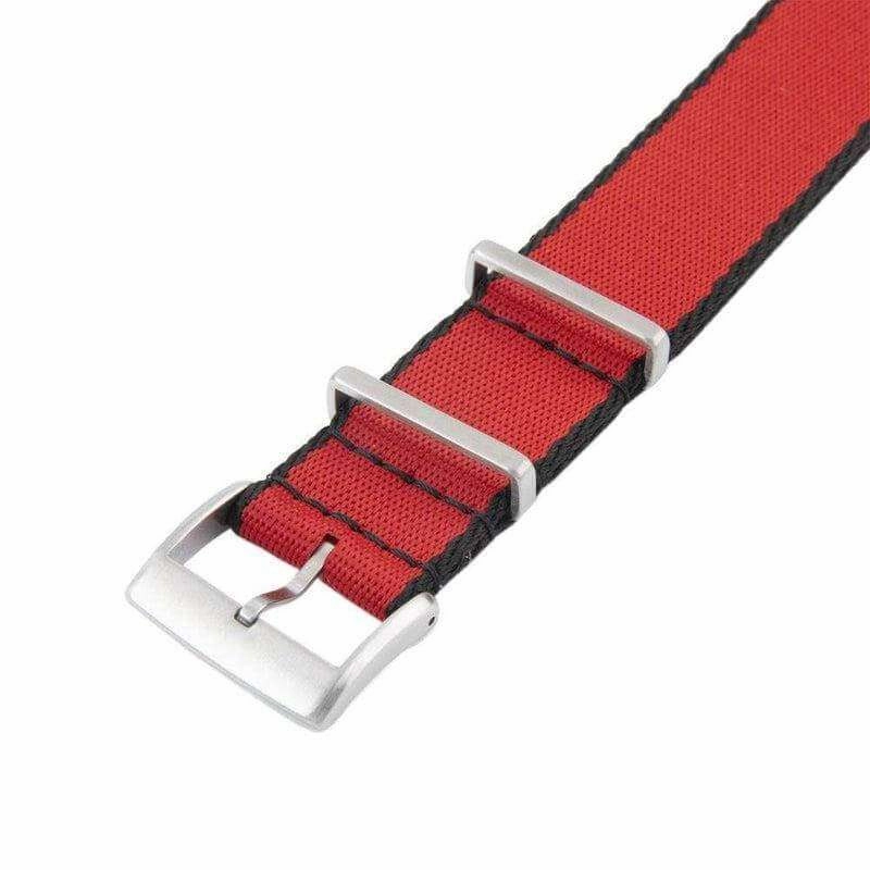 Eco-Friendly Nylon Military Watch Strap -  Red Black Borders