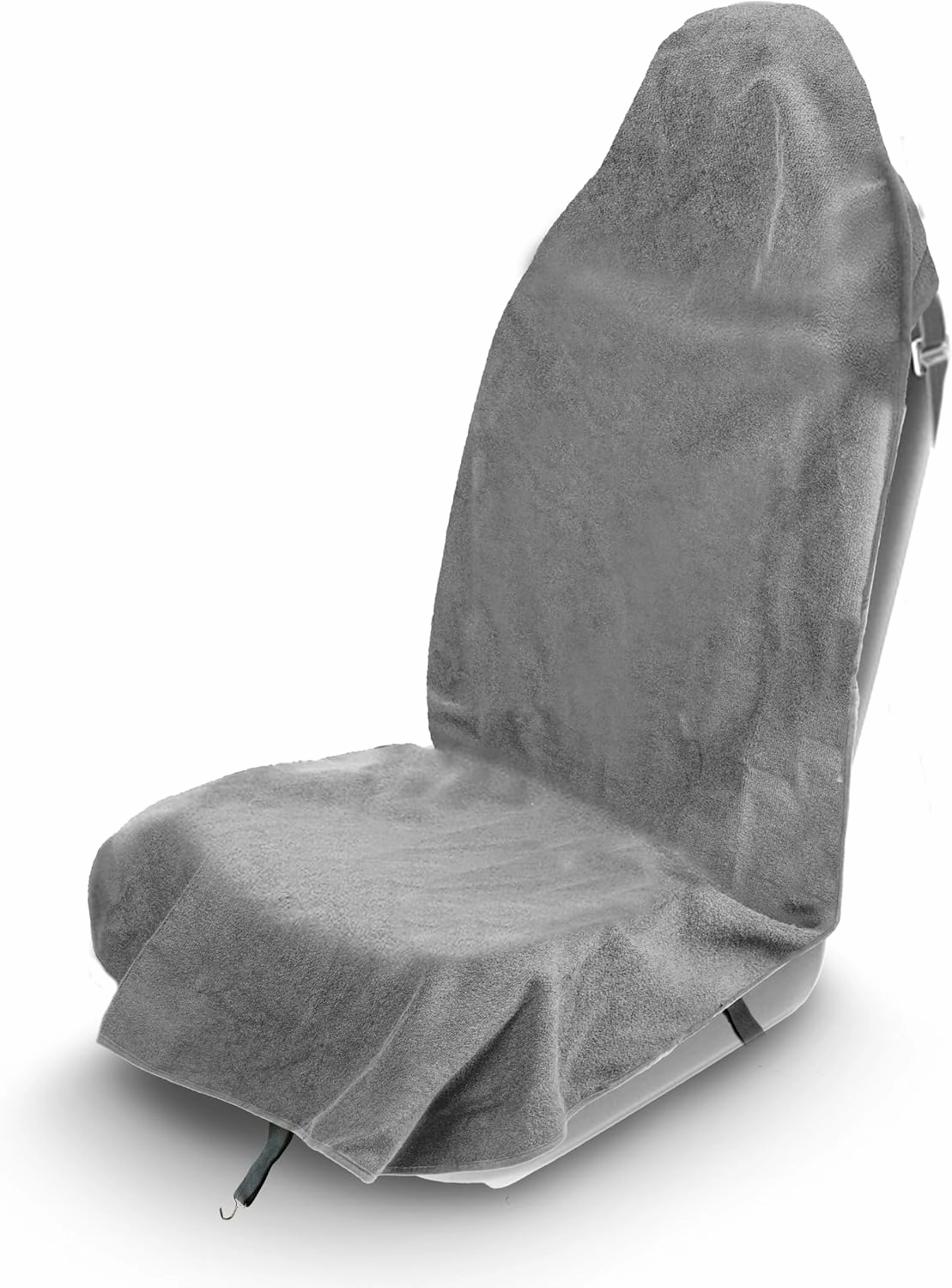 EcoNour Sweat Towel Car Seat Cover with Belt Shoulder Pad | Washable Car Seat Protector from Sweat, Food, Dirt, Gym, Swimming & Workout | Waterproof Seat Cover for Car, Truck, Van & SUV | Grey
