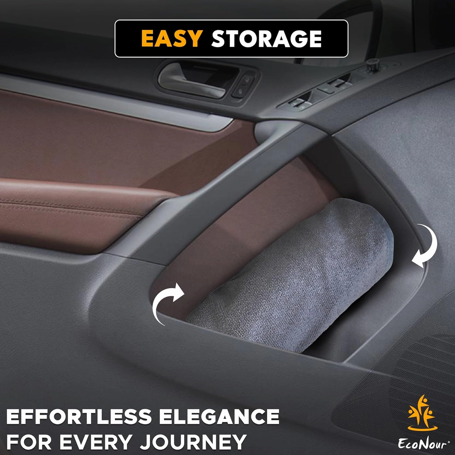 EcoNour Sweat Towel Car Seat Cover with Belt Shoulder Pad | Washable Car Seat Protector from Sweat, Food, Dirt, Gym, Swimming & Workout | Waterproof Seat Cover for Car, Truck, Van & SUV | Grey