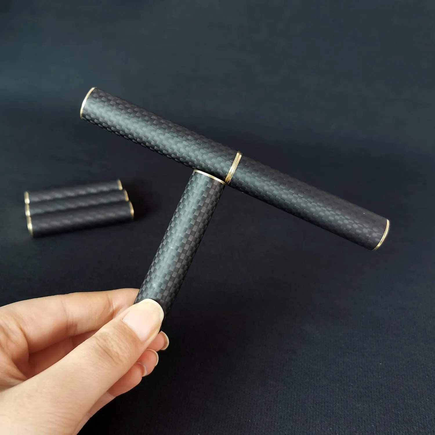 EDC Fidget Toys Stress Relief for Adults Magnetic Metal Carbon Fiber Three-Section Stick Rotating Creative Gift