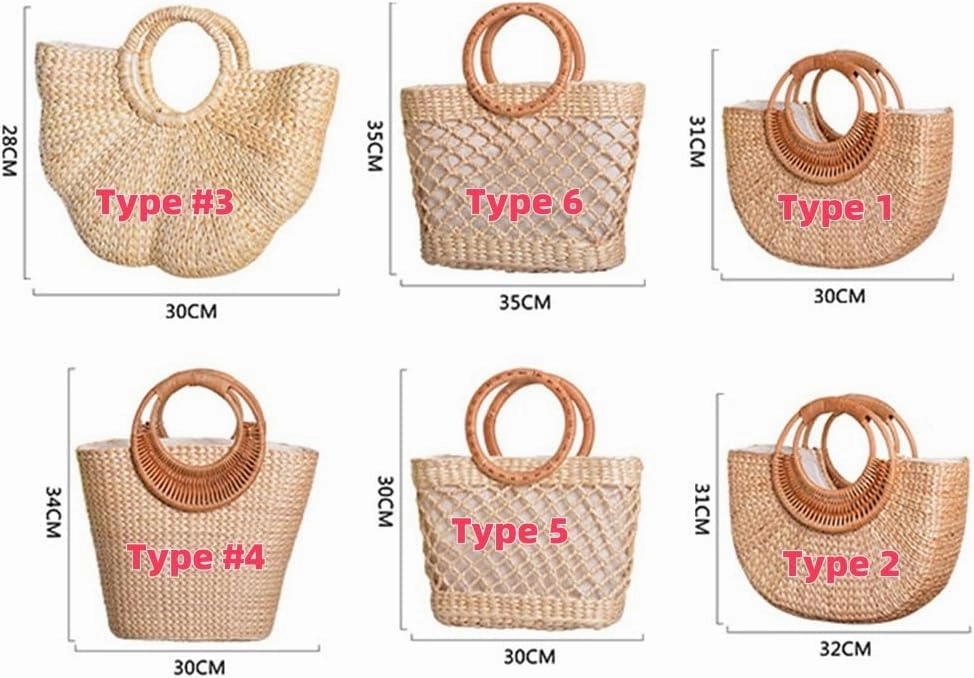 Eforcase Women Straw Bag Large Woven Bag Round Handle Ring Tote Purse Retro Handbags Summer Beach Bag