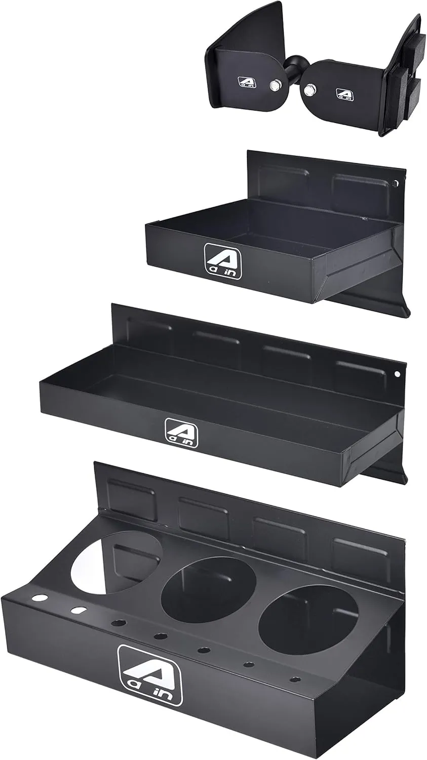 Eisen trayset 4pc Magnetic Toolbox Tray Set, Magnetic Tool Box holder for Cabinet Side Shelf Storage Van Workshop, Tool Trays, Paper Towel Holder and Spray Can Holder, Black