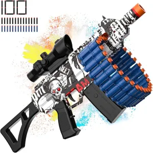 Electric Automatic Toy, Toy with 30 Dart Clips and 100 Foam Darts, Outdoor Shooting Games Toys for 6-12 Year Old Boys & Girls Adults, Presents for Birthday Xmas,White-Red