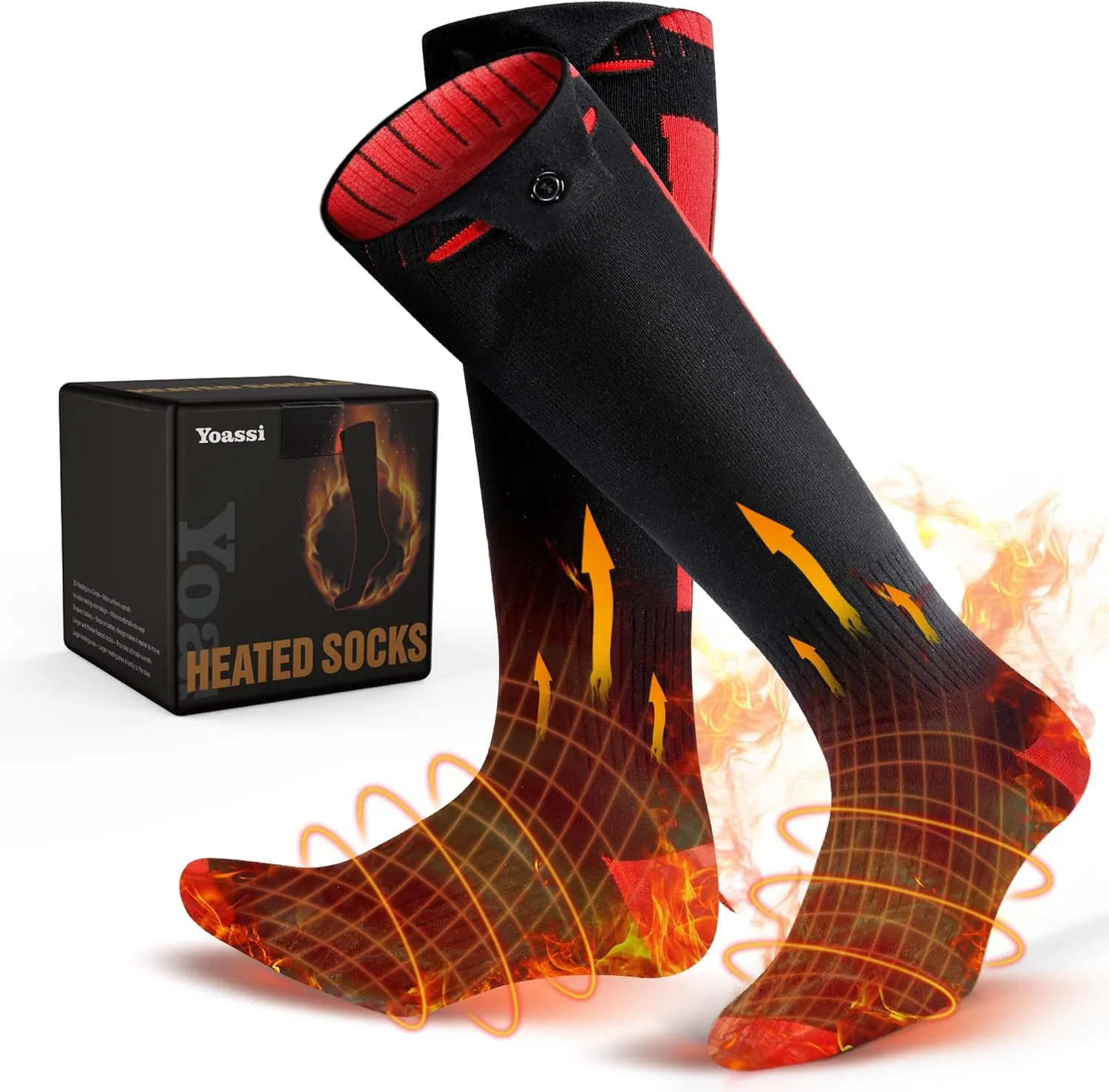 Electric Heating Socks for Men Women with 4 Temperature Settings, 9-Hour Battery Life, Rechargeable Heated Socks for Camping Fishing Cycling Skiing Skating Hunting Hiking