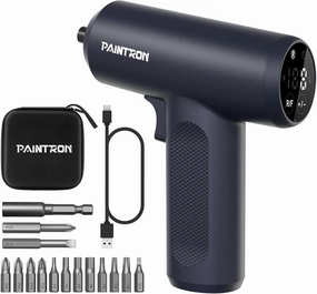 Electric Screwdriver Set, 4V Cordless Rechargeable Screwdriver with Digital Display 8 Settings, 5 N.m Torque, 2000 mAh Battery USB-C, Storage Bag, LED Light, 15 Bits for Furniture/Electrical Repairs