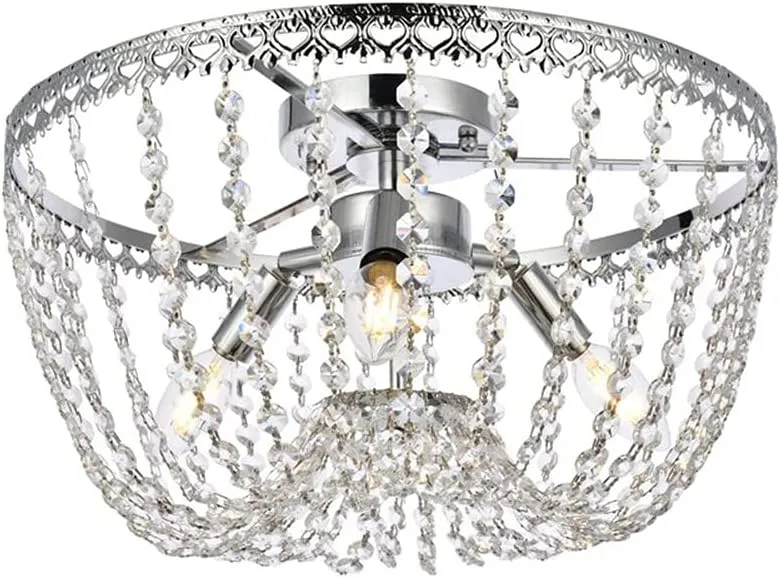 Elegant Lighting Indoor Modern Home Decorative Bright Kylie 16 inch Flush Mount in Chrome