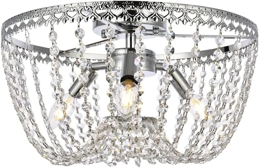 Elegant Lighting Indoor Modern Home Decorative Bright Kylie 16 inch Flush Mount in Chrome