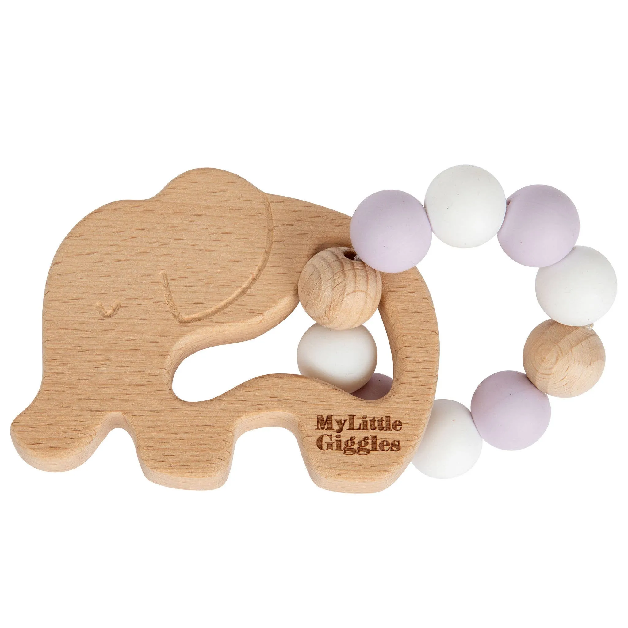 Elwood Elephant Ring Teether: Peachy & White