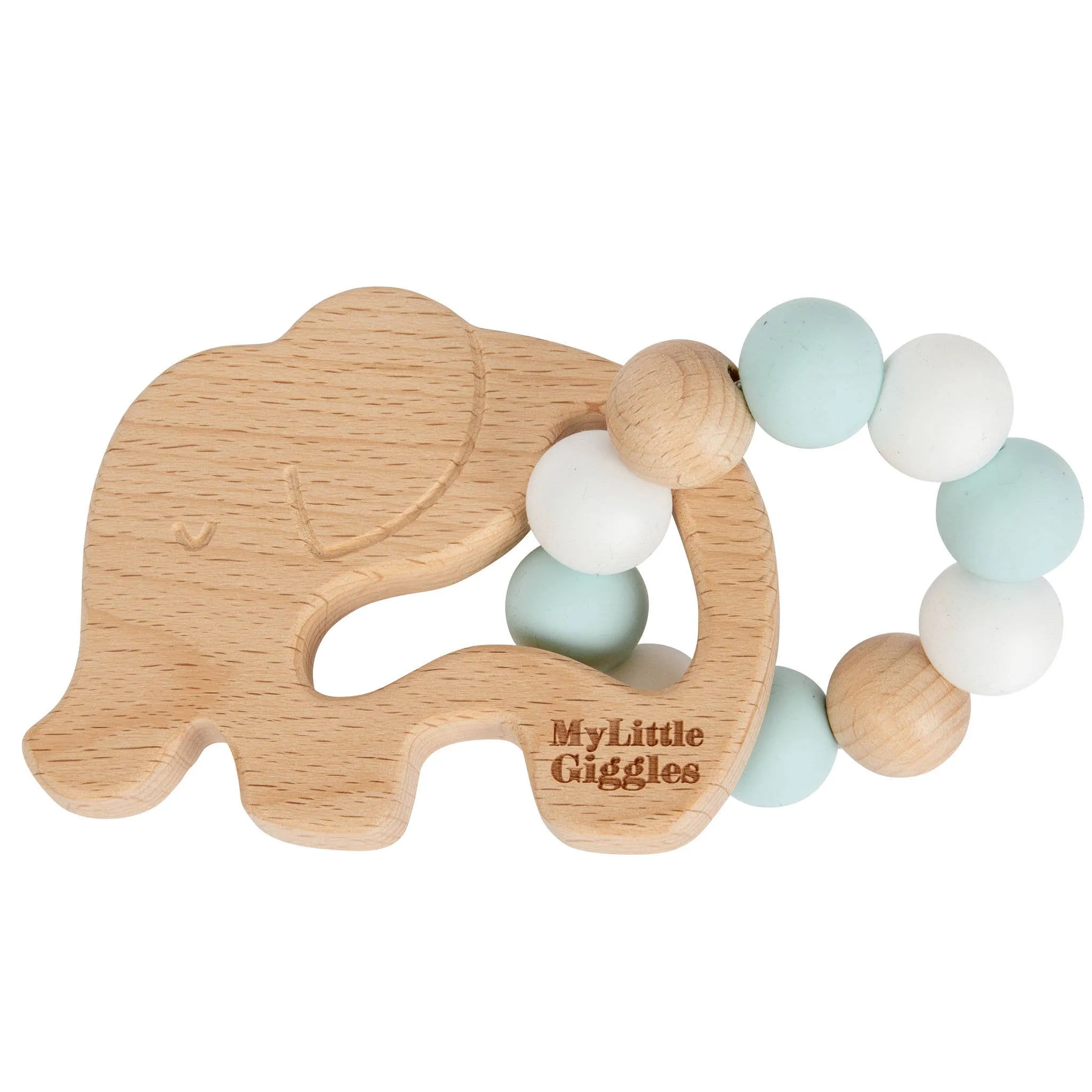 Elwood Elephant Ring Teether: Peachy & White