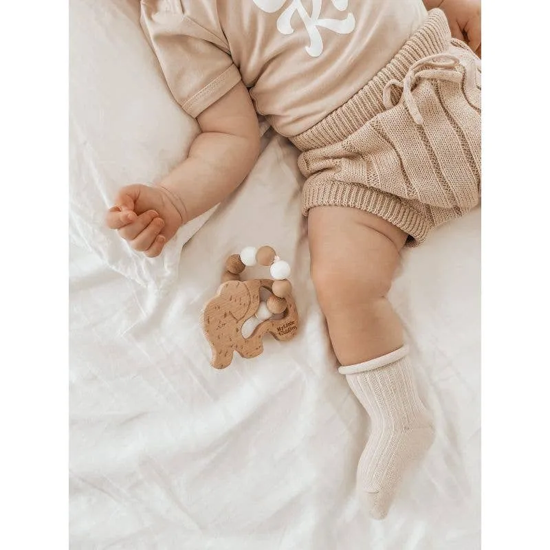 Elwood Elephant Ring Teether: Peachy & White