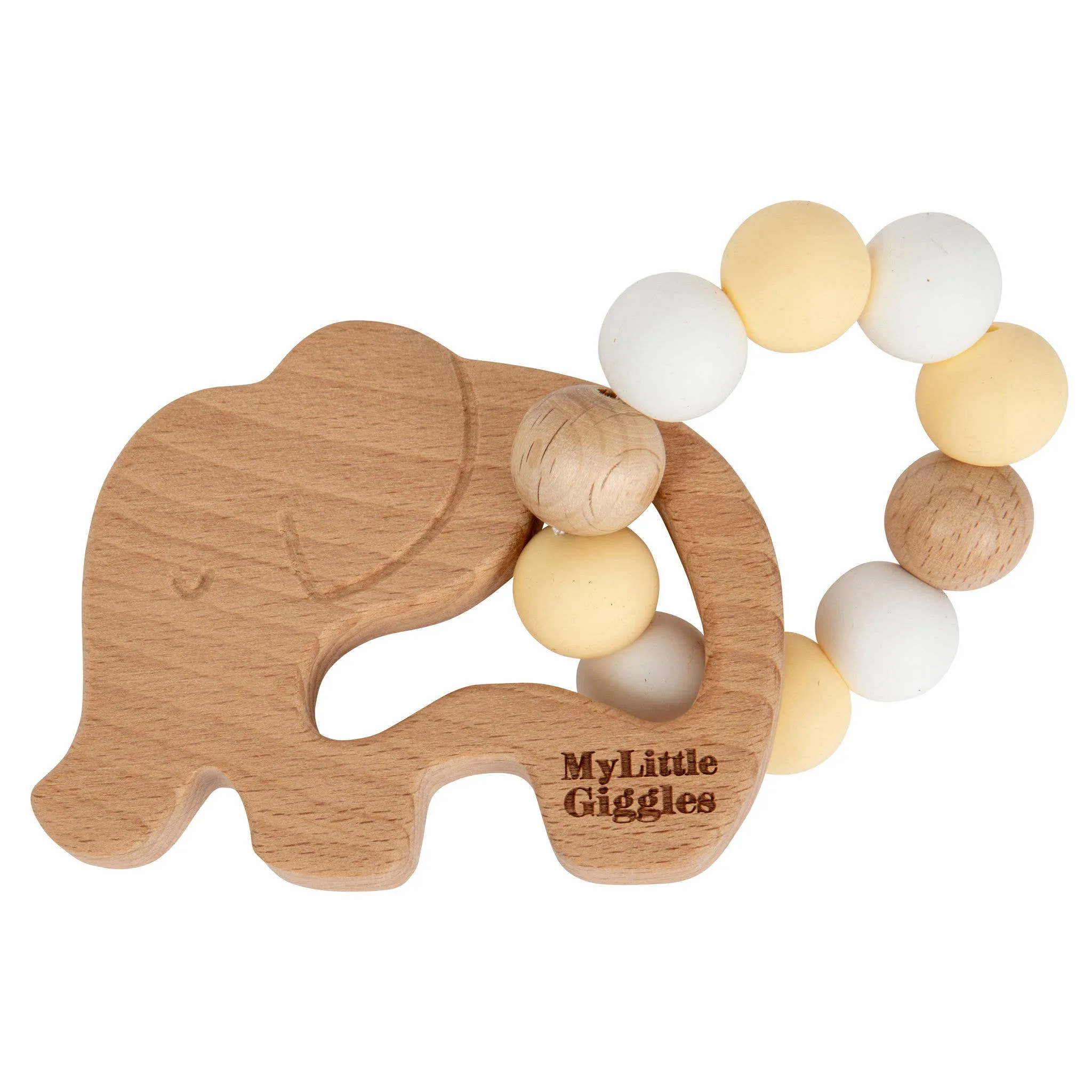 Elwood Elephant Ring Teether: Peachy & White
