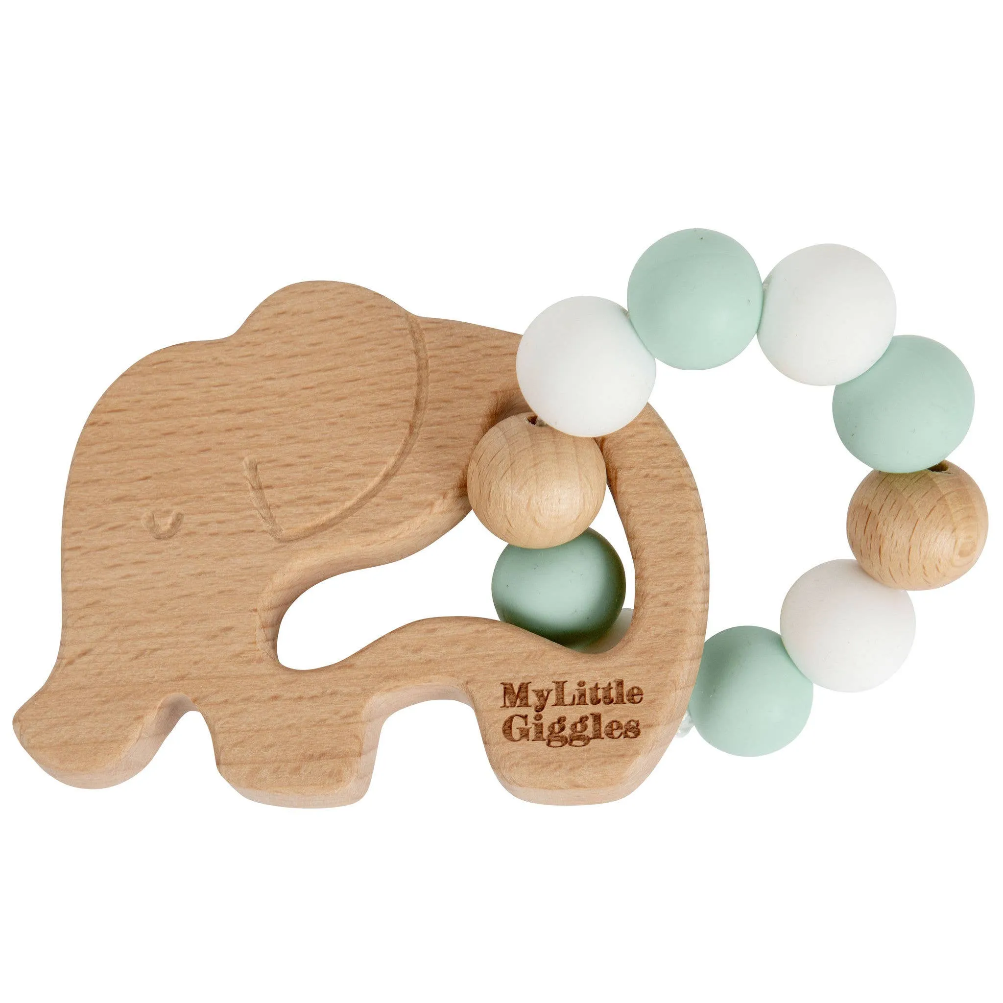 Elwood Elephant Ring Teether: Peachy & White