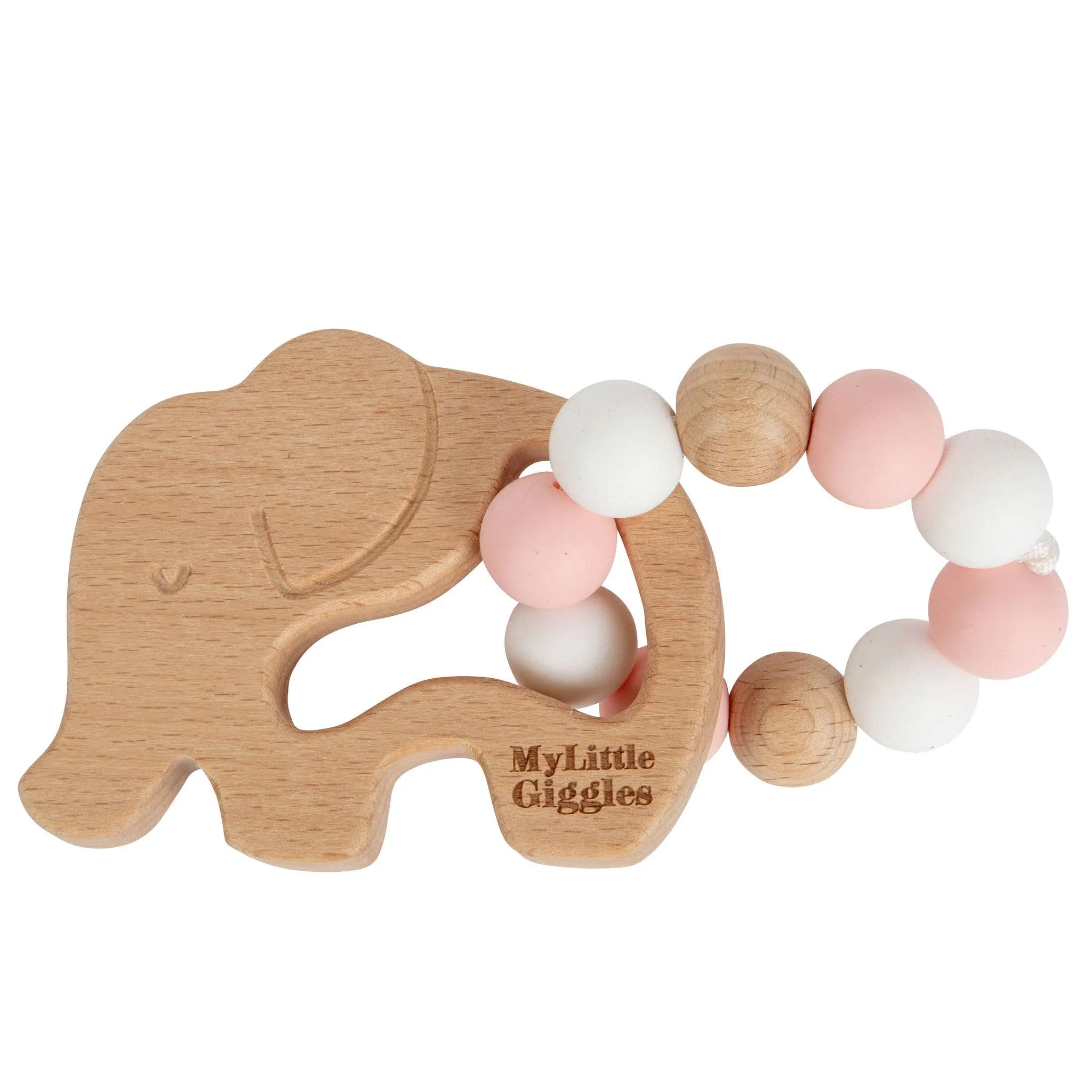 Elwood Elephant Ring Teether: Peachy & White