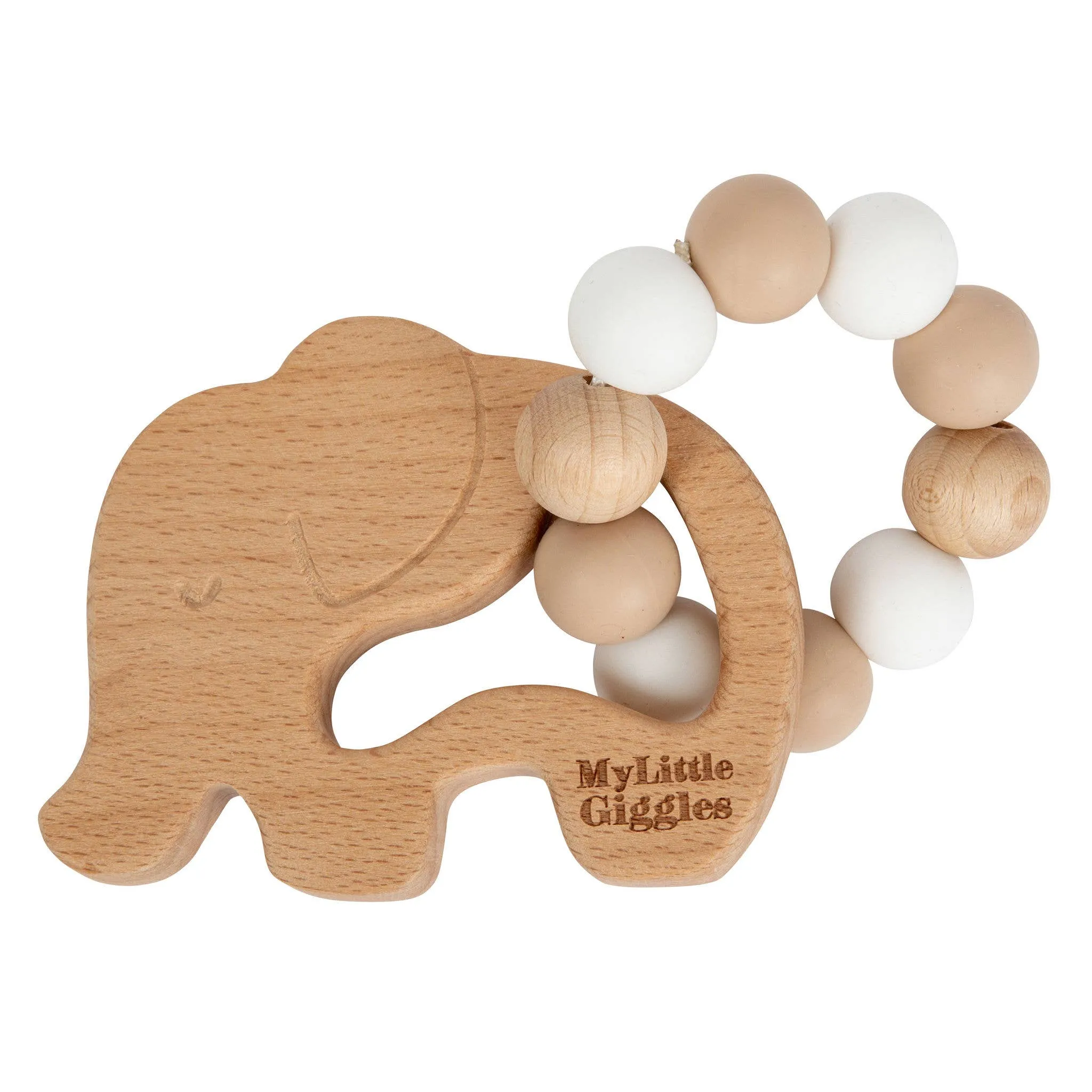 Elwood Elephant Ring Teether: Peachy & White