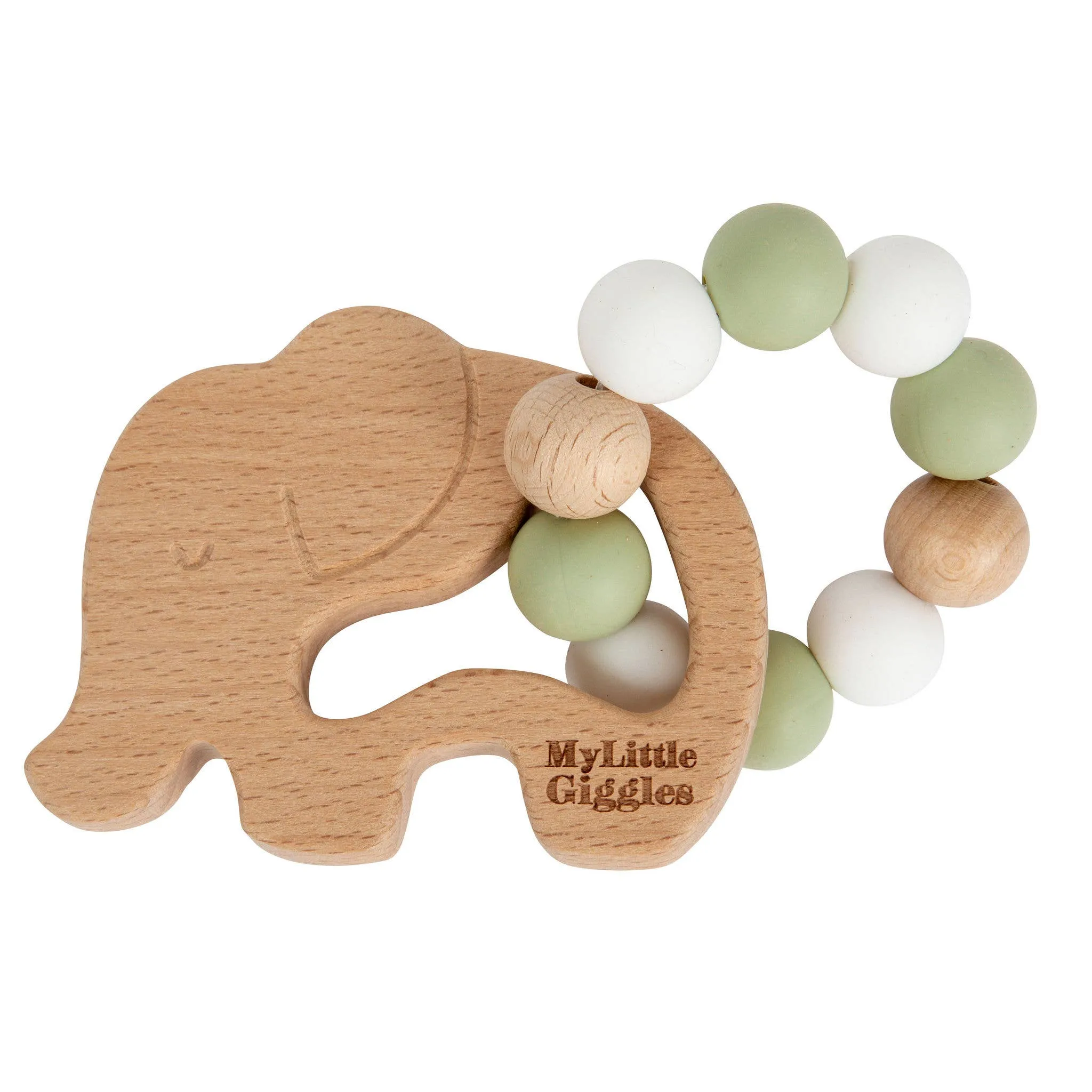 Elwood Elephant Ring Teether: Peachy & White