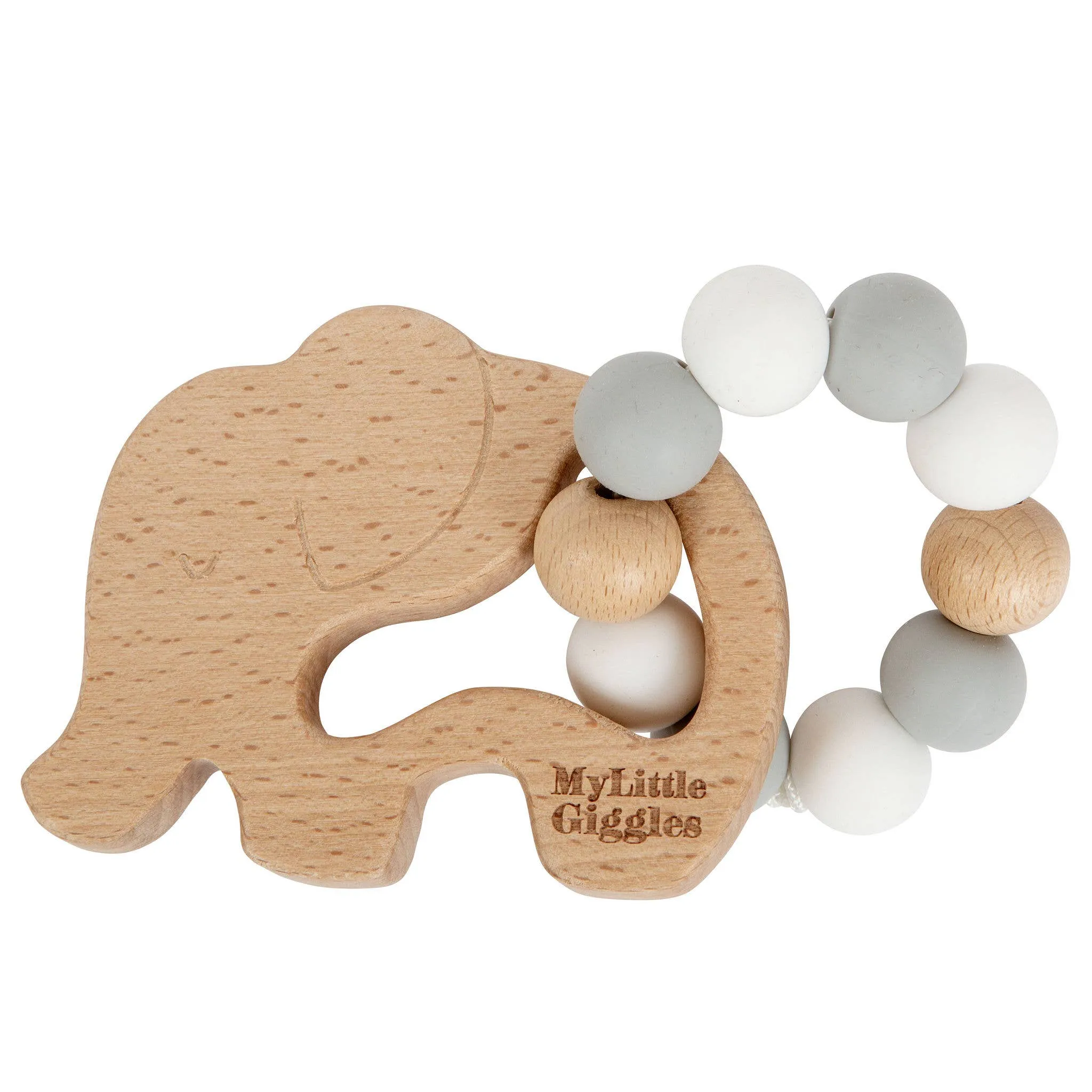 Elwood Elephant Ring Teether: Peachy & White