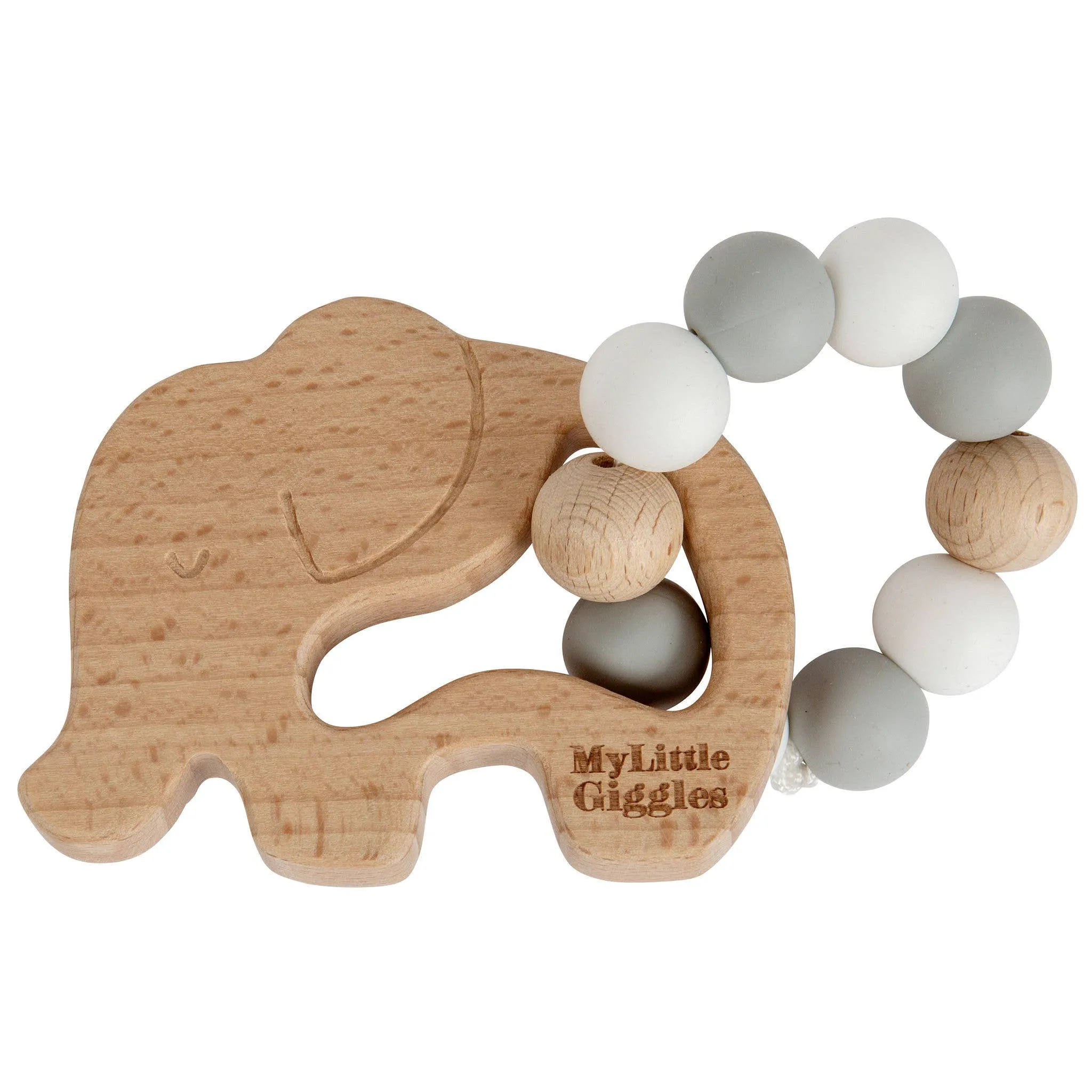 Elwood Elephant Ring Teether: Peachy & White