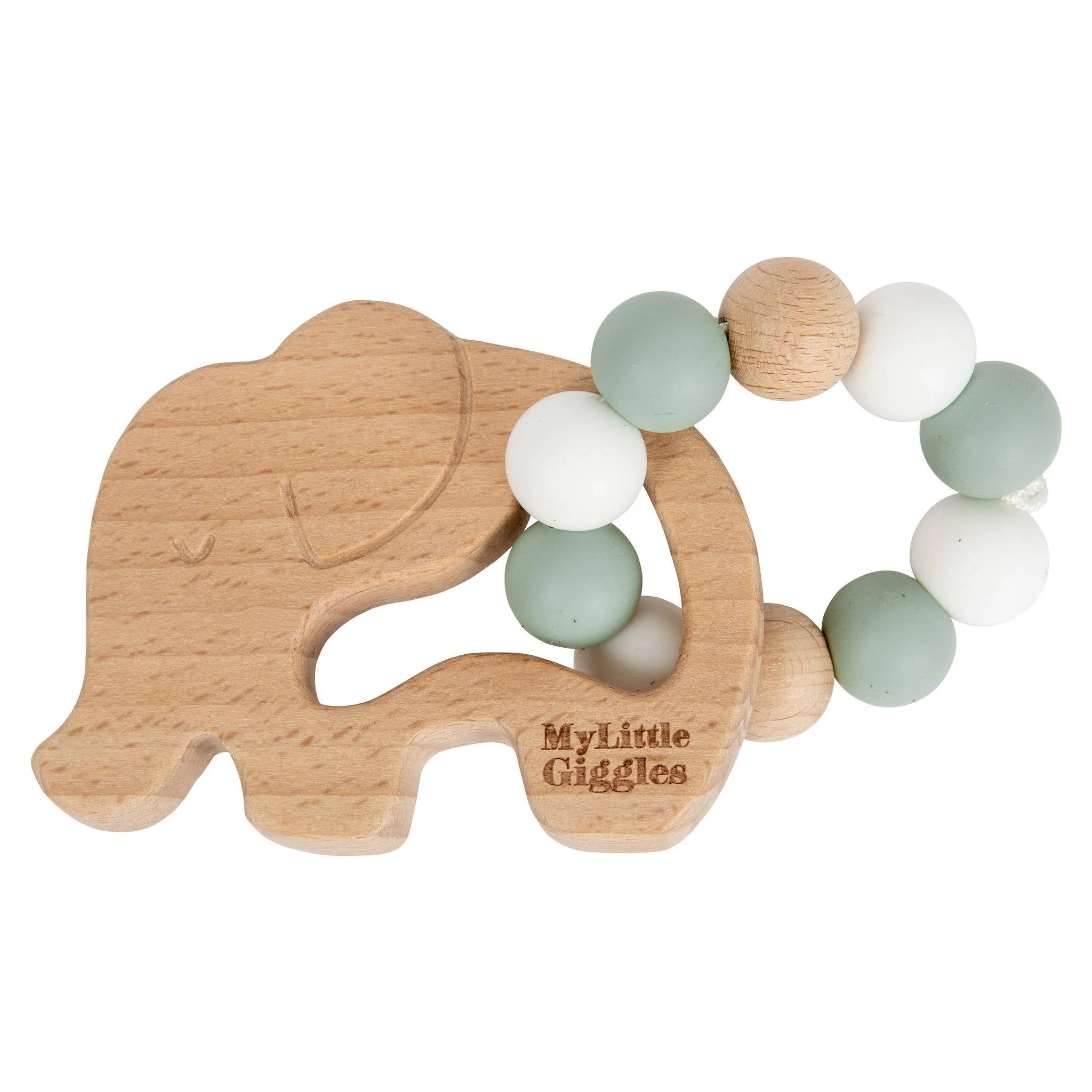 Elwood Elephant Ring Teether: Peachy & White