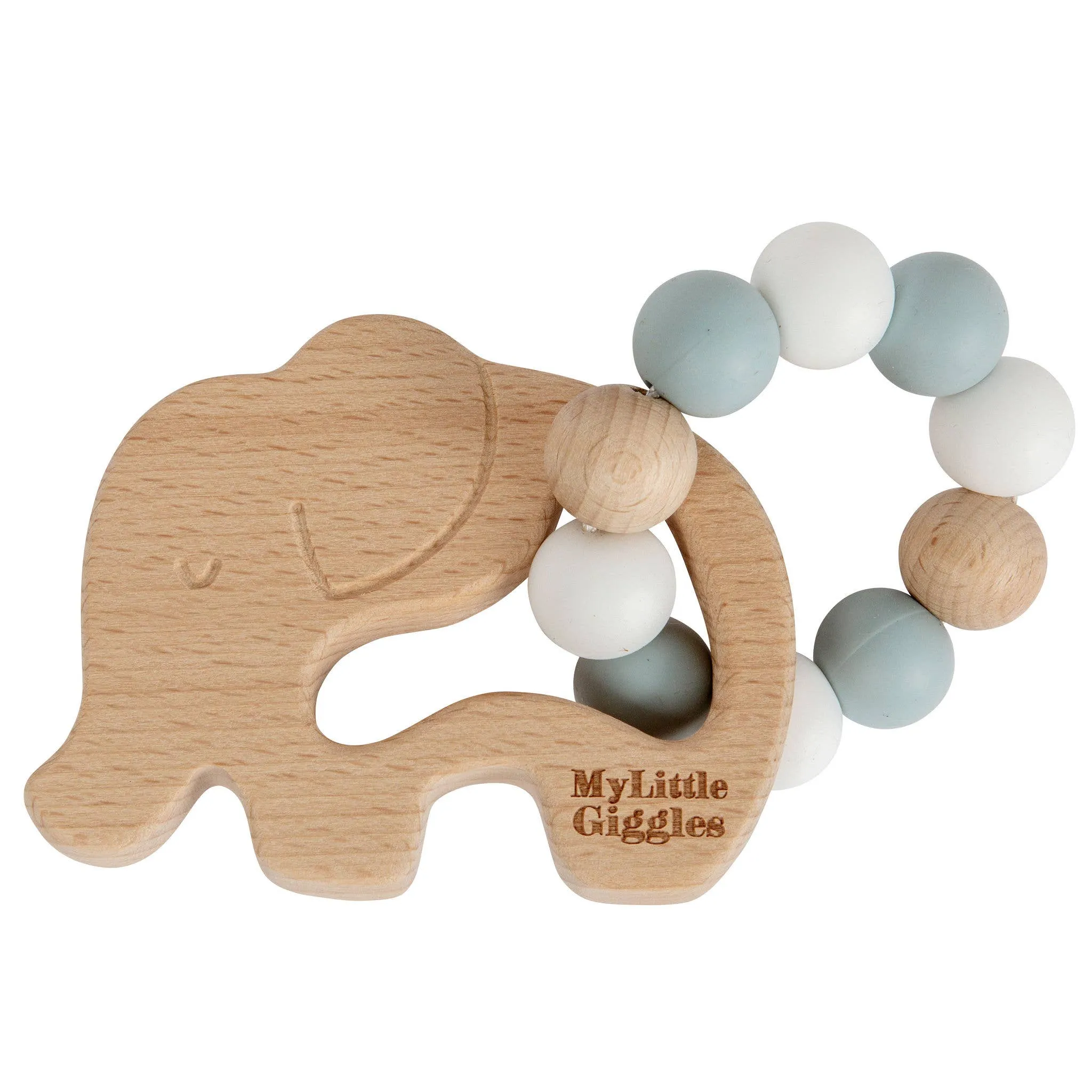 Elwood Elephant Ring Teether: Peachy & White