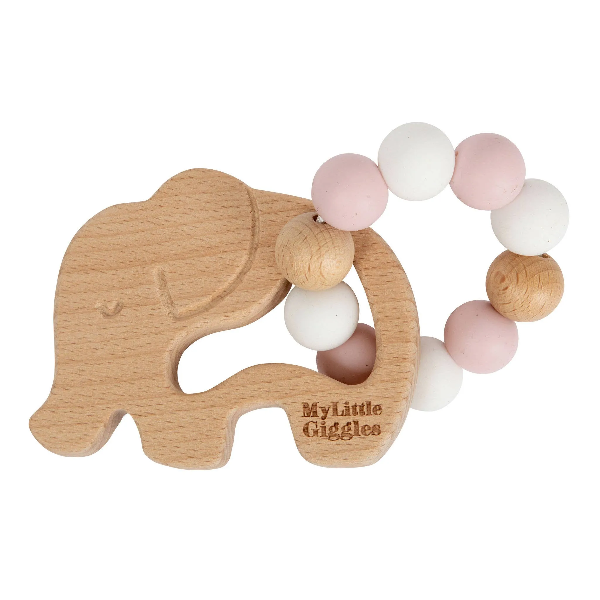 Elwood Elephant Ring Teether: Peachy & White