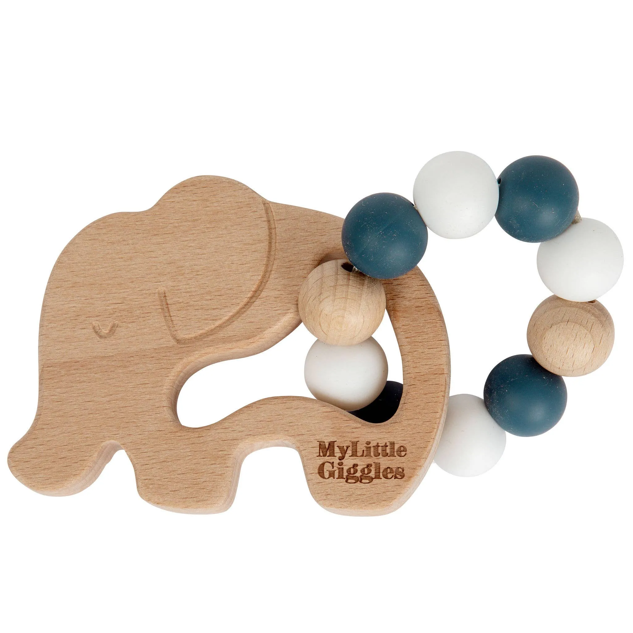 Elwood Elephant Ring Teether: Peachy & White
