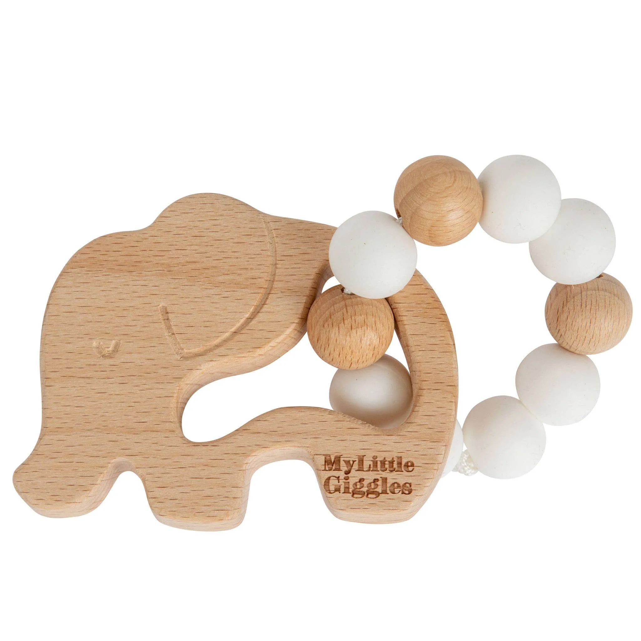 Elwood Elephant Ring Teether: Peachy & White