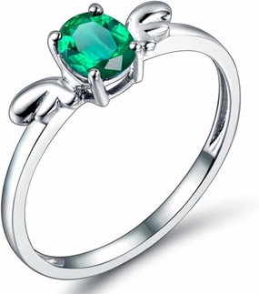 Emerald Ring For Women,18kt White Gold Rings - Green Emerald Ring, Vintage Natural Emerald Ring Gold Band For Couple Engagement Ring
