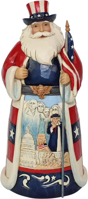 Enesco Jim Shore Heartwood Creek America Santa Around The World Figurine, 7.1", Multicolor