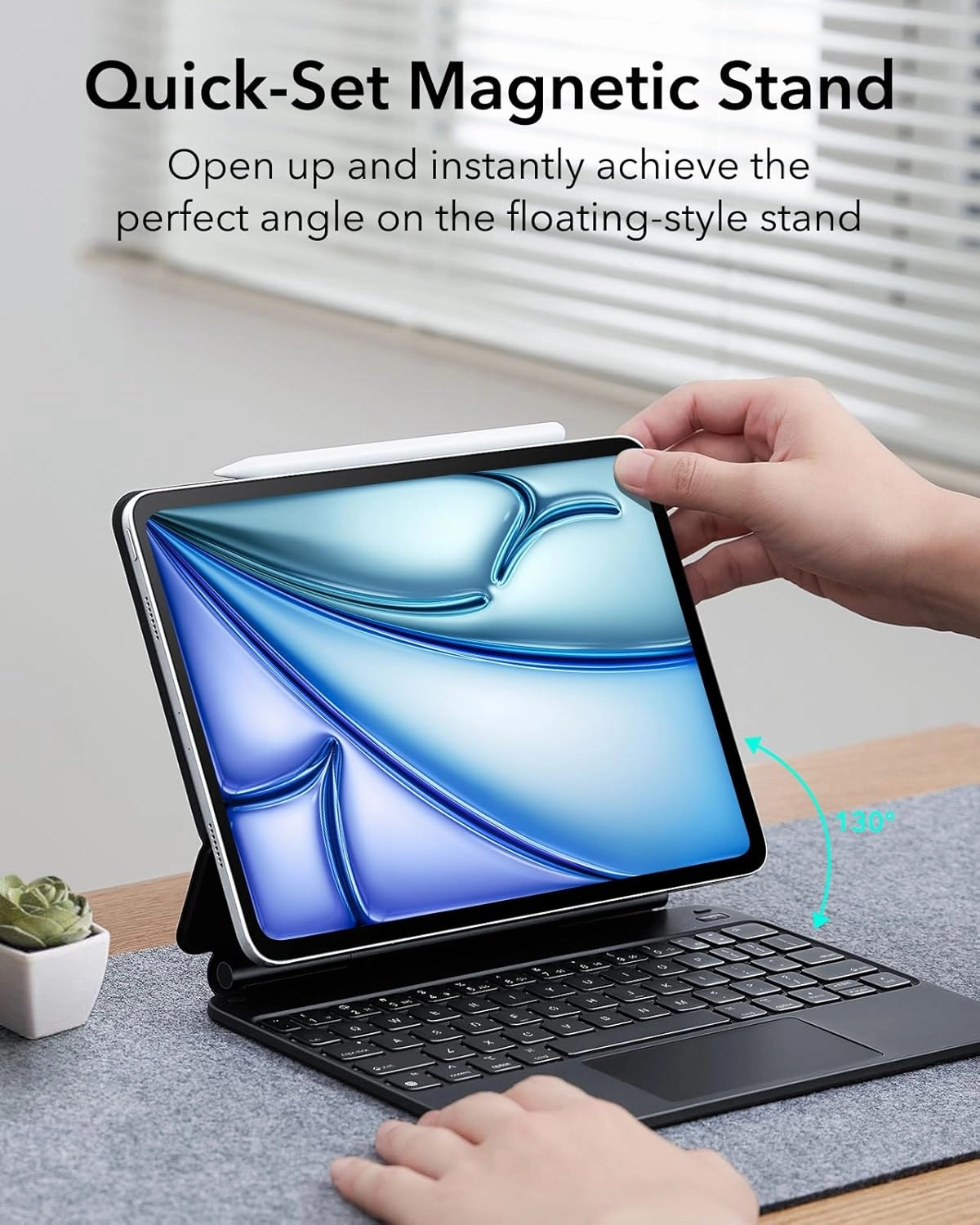 ESR iPad Air 11 inch Case with Keyboard (M3,2025/M2,2024), iPad Pro 11 & iPad Air 5/4 Magic Case, Easy-Set Floating Cantilever Stand, Precision Multi-Touch Trackpad, Black【NOT for iPad Pro 11 M4】
