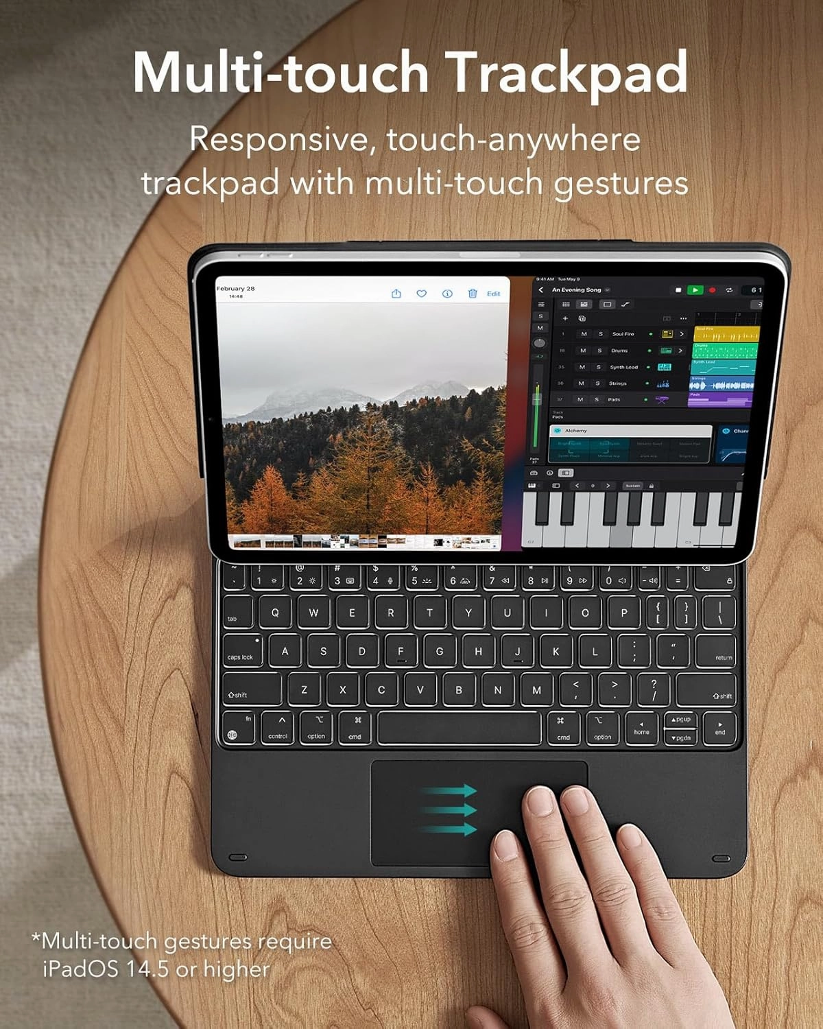 ESR iPad Air 11 inch Case with Keyboard (M3,2025/M2,2024), iPad Pro 11 & iPad Air 5/4 Magic Case, Easy-Set Floating Cantilever Stand, Precision Multi-Touch Trackpad, Black【NOT for iPad Pro 11 M4】