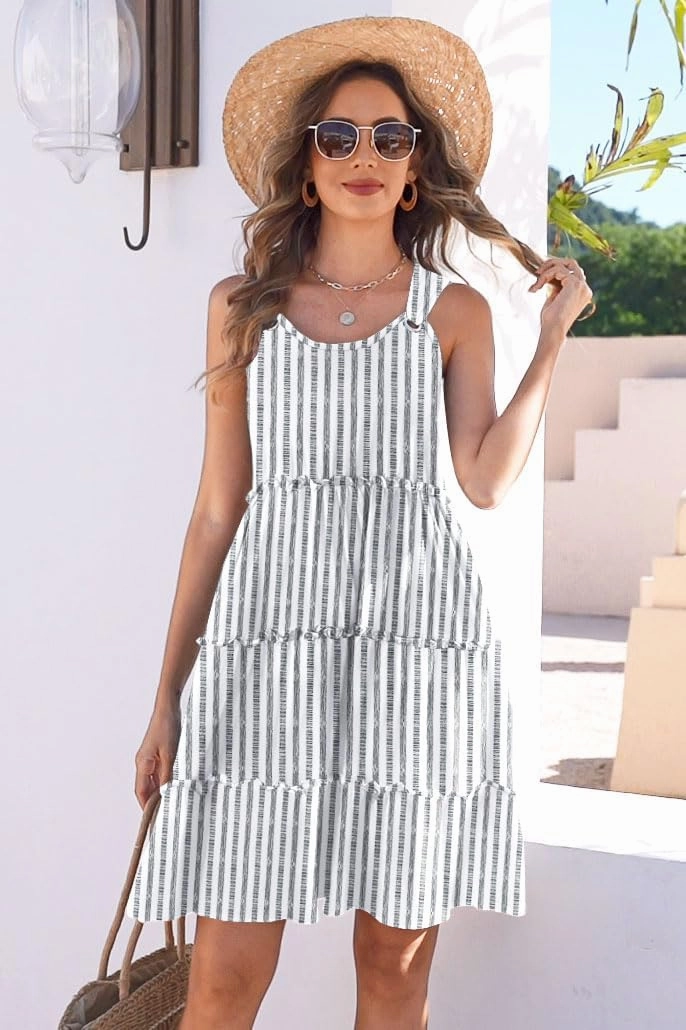 ETCYY Sundresses for Women 2025 Vacation Swimsuit Cover Ups Boho Floral Beach Dress T-Shirts Tank Dresses