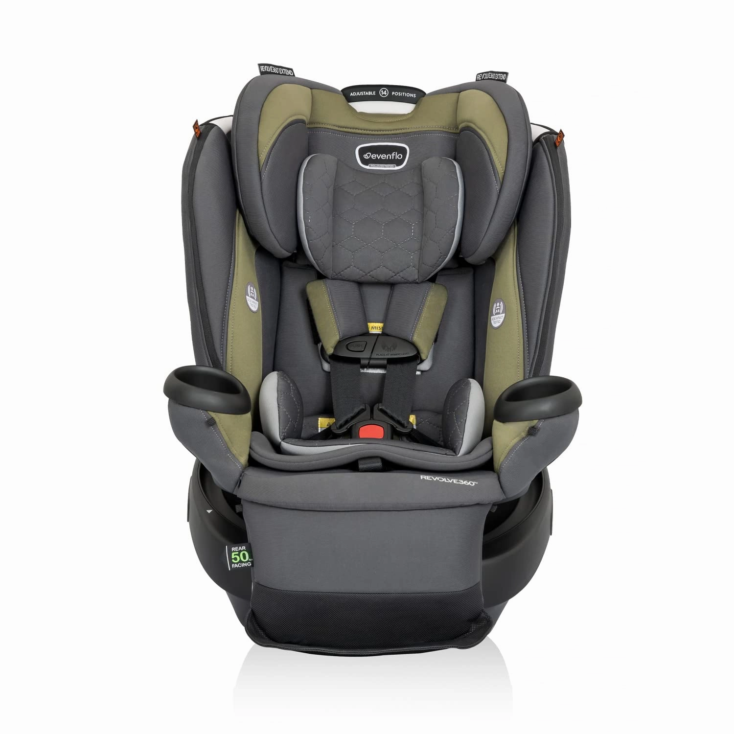 Evenflo Revolve360 Extend Convertible Car Seat with 360 Degree Rotation, Extended Rear-Facing, Forward-Facing, Booster Mode, and Secure Latch Install, Rockland Green