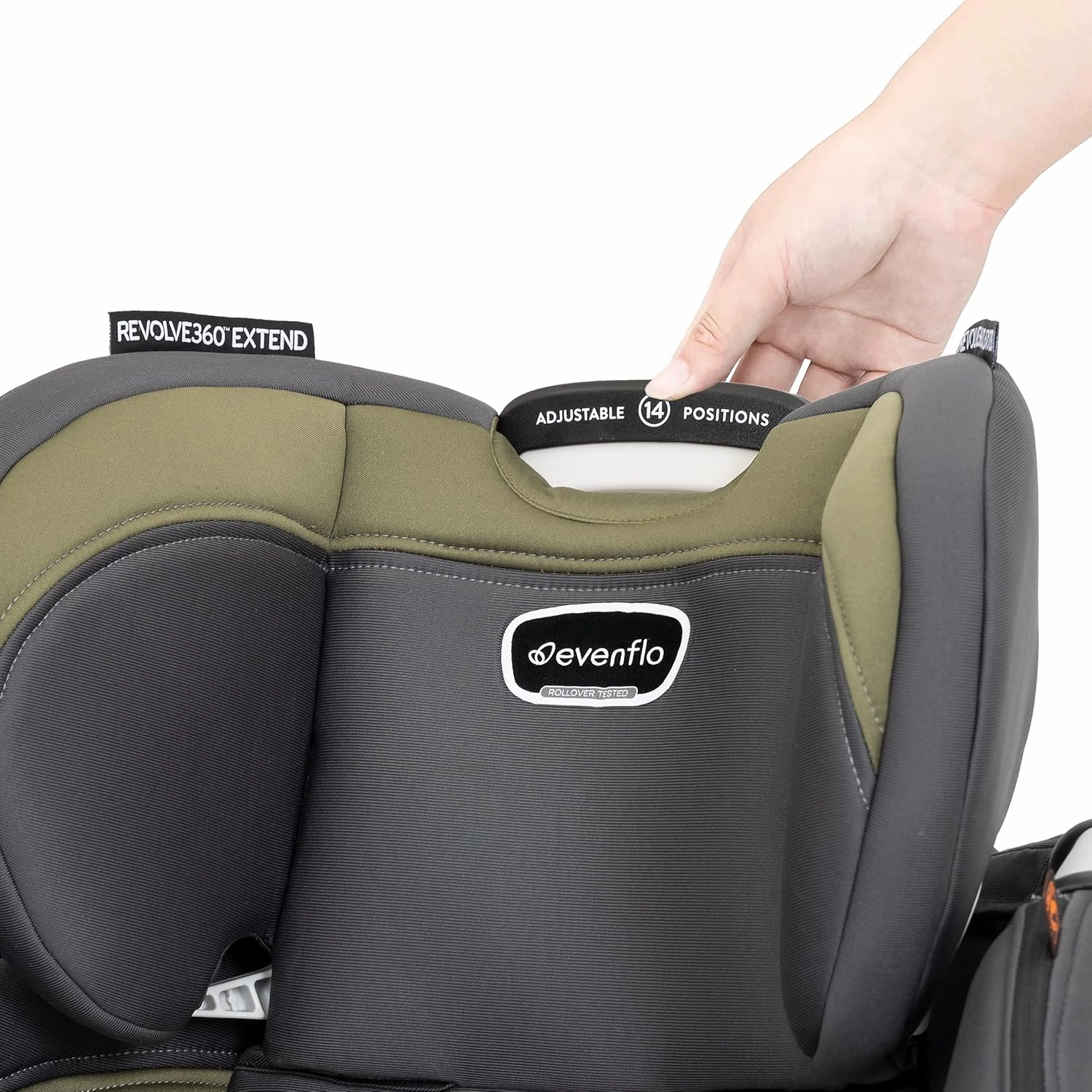 Evenflo Revolve360 Extend Convertible Car Seat with 360 Degree Rotation, Extended Rear-Facing, Forward-Facing, Booster Mode, and Secure Latch Install, Rockland Green