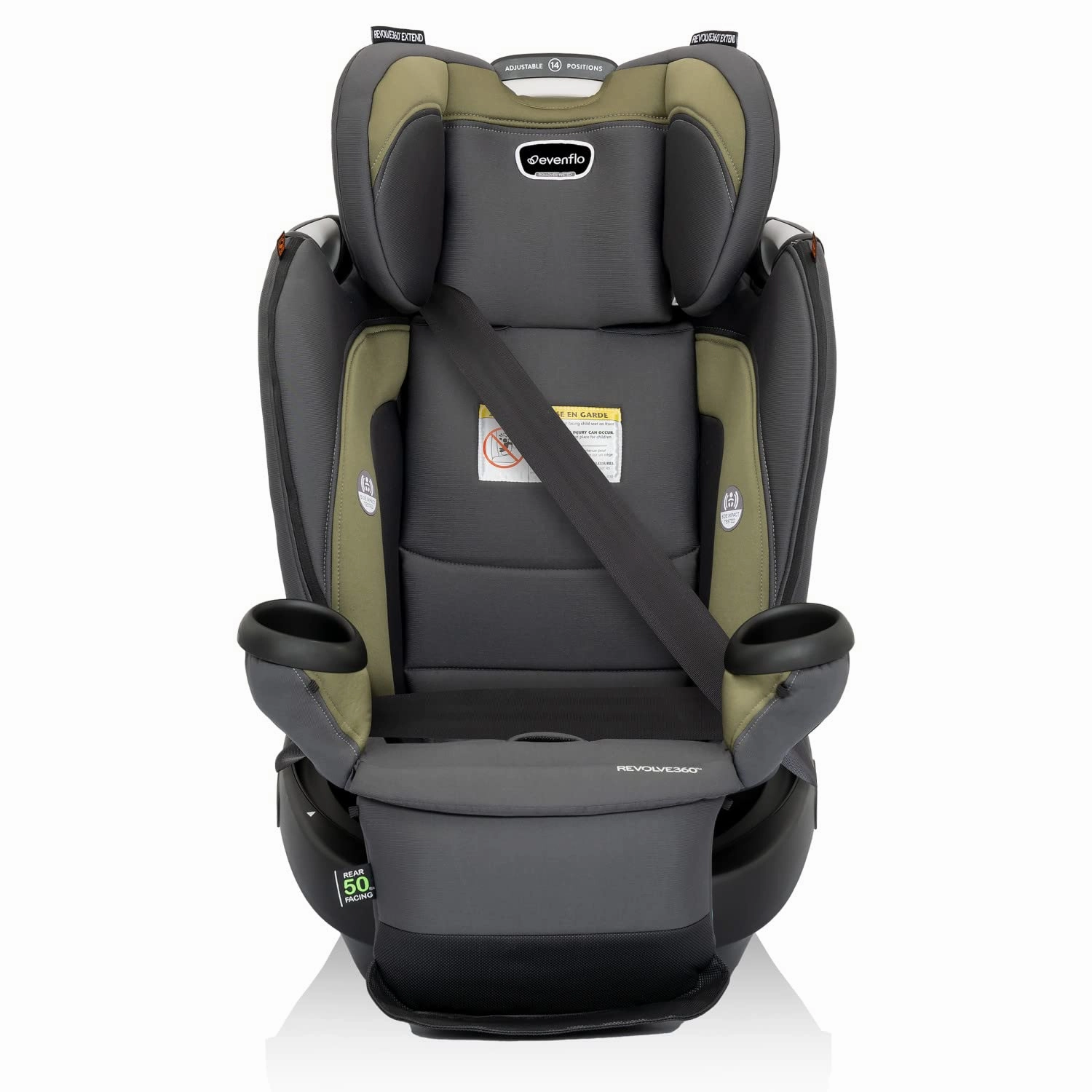 Evenflo Revolve360 Extend Convertible Car Seat with 360 Degree Rotation, Extended Rear-Facing, Forward-Facing, Booster Mode, and Secure Latch Install, Rockland Green