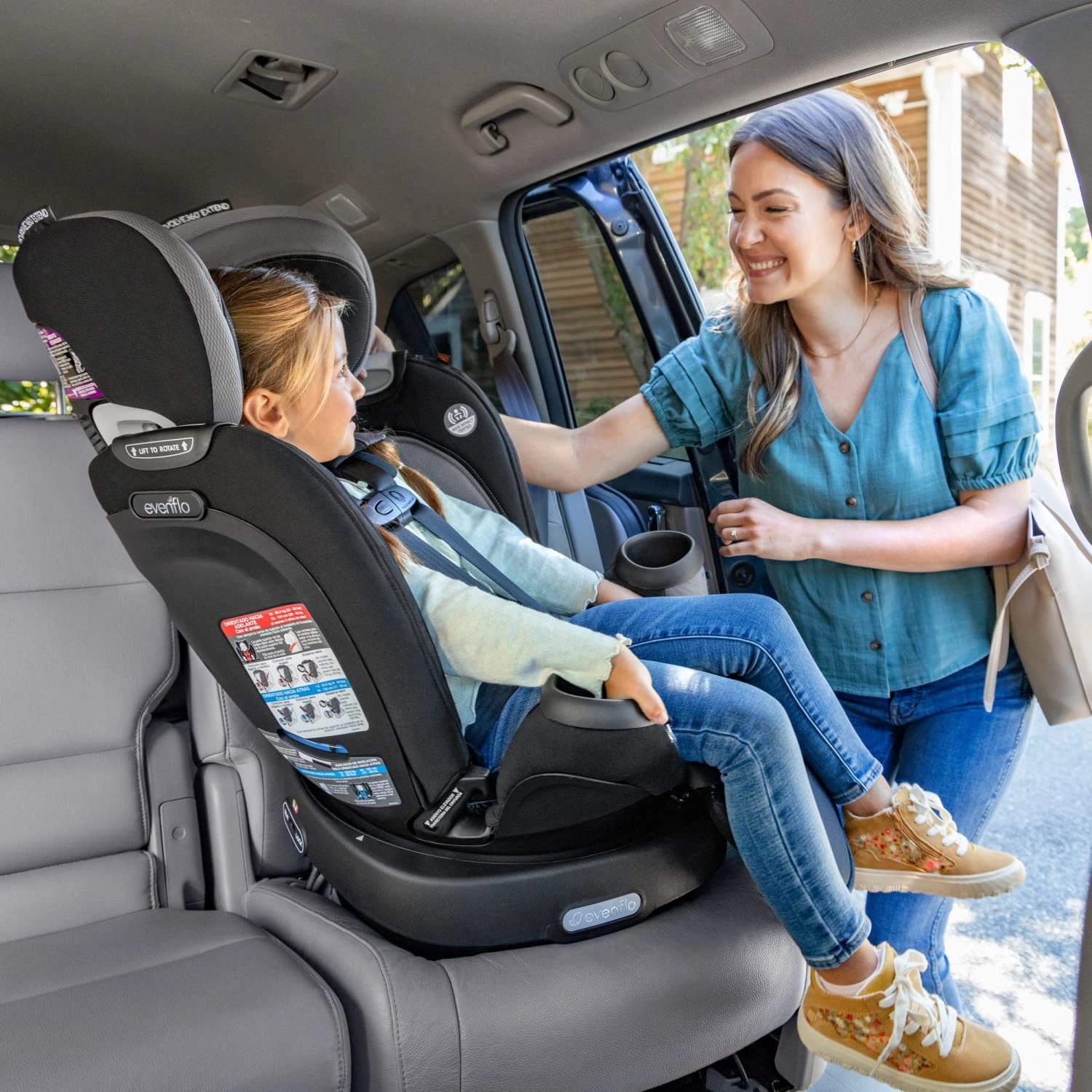 Evenflo Revolve360 Extend Convertible Car Seat with 360 Degree Rotation, Extended Rear-Facing, Forward-Facing, Booster Mode, and Secure Latch Install, Rockland Green