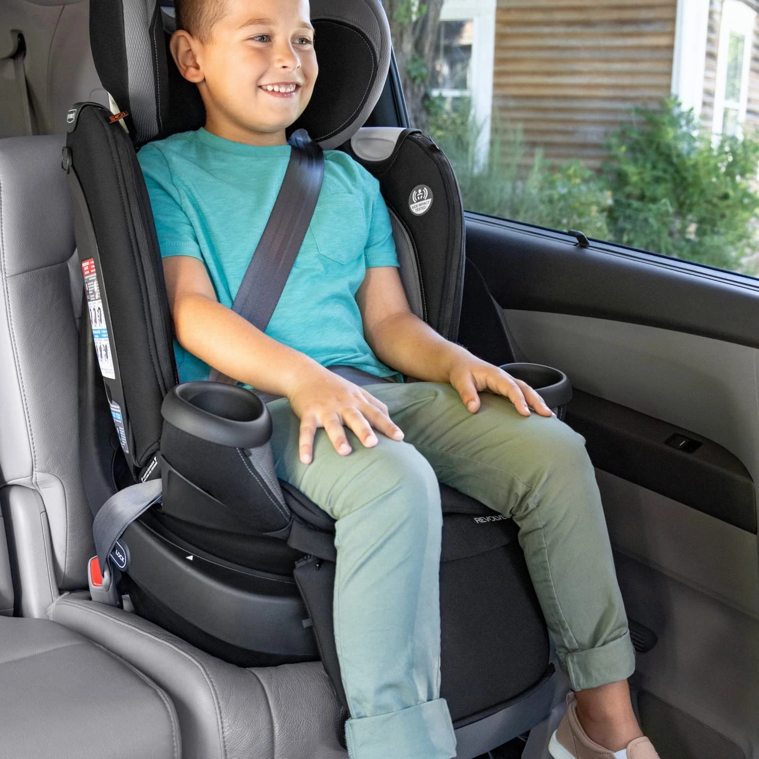 Evenflo Revolve360 Extend Convertible Car Seat with 360 Degree Rotation, Extended Rear-Facing, Forward-Facing, Booster Mode, and Secure Latch Install, Rockland Green