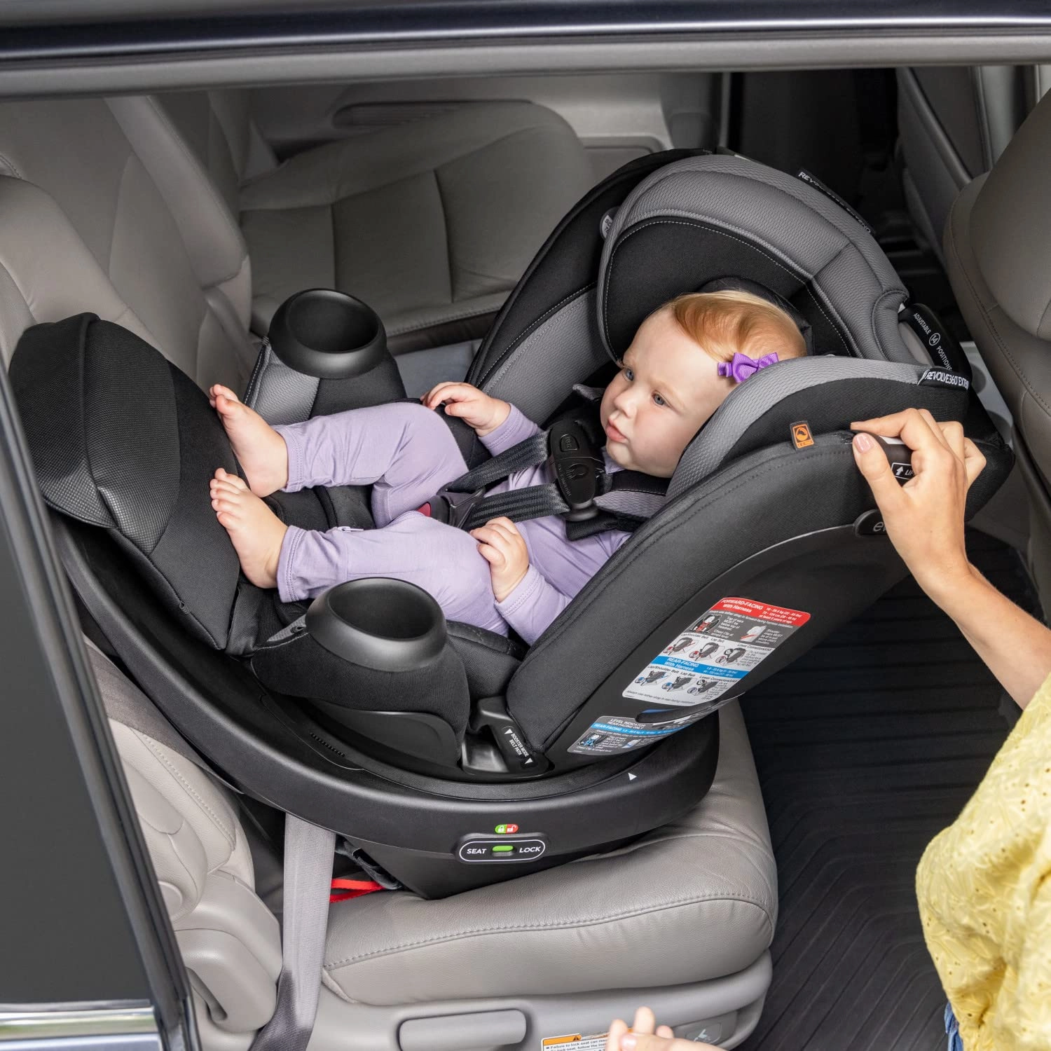 Evenflo Revolve360 Extend Convertible Car Seat with 360 Degree Rotation, Extended Rear-Facing, Forward-Facing, Booster Mode, and Secure Latch Install, Rockland Green