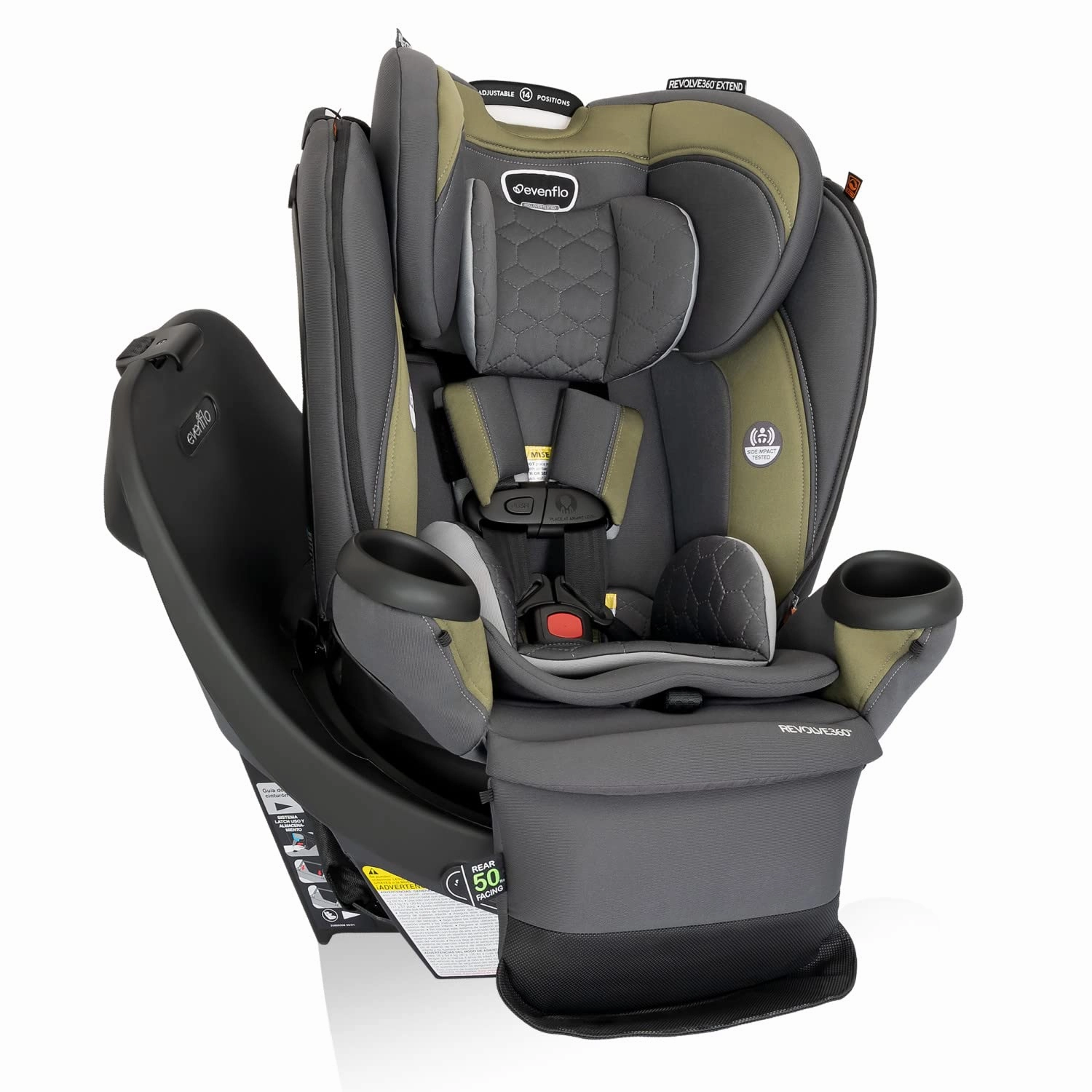 Evenflo Revolve360 Extend Convertible Car Seat with 360 Degree Rotation, Extended Rear-Facing, Forward-Facing, Booster Mode, and Secure Latch Install, Rockland Green