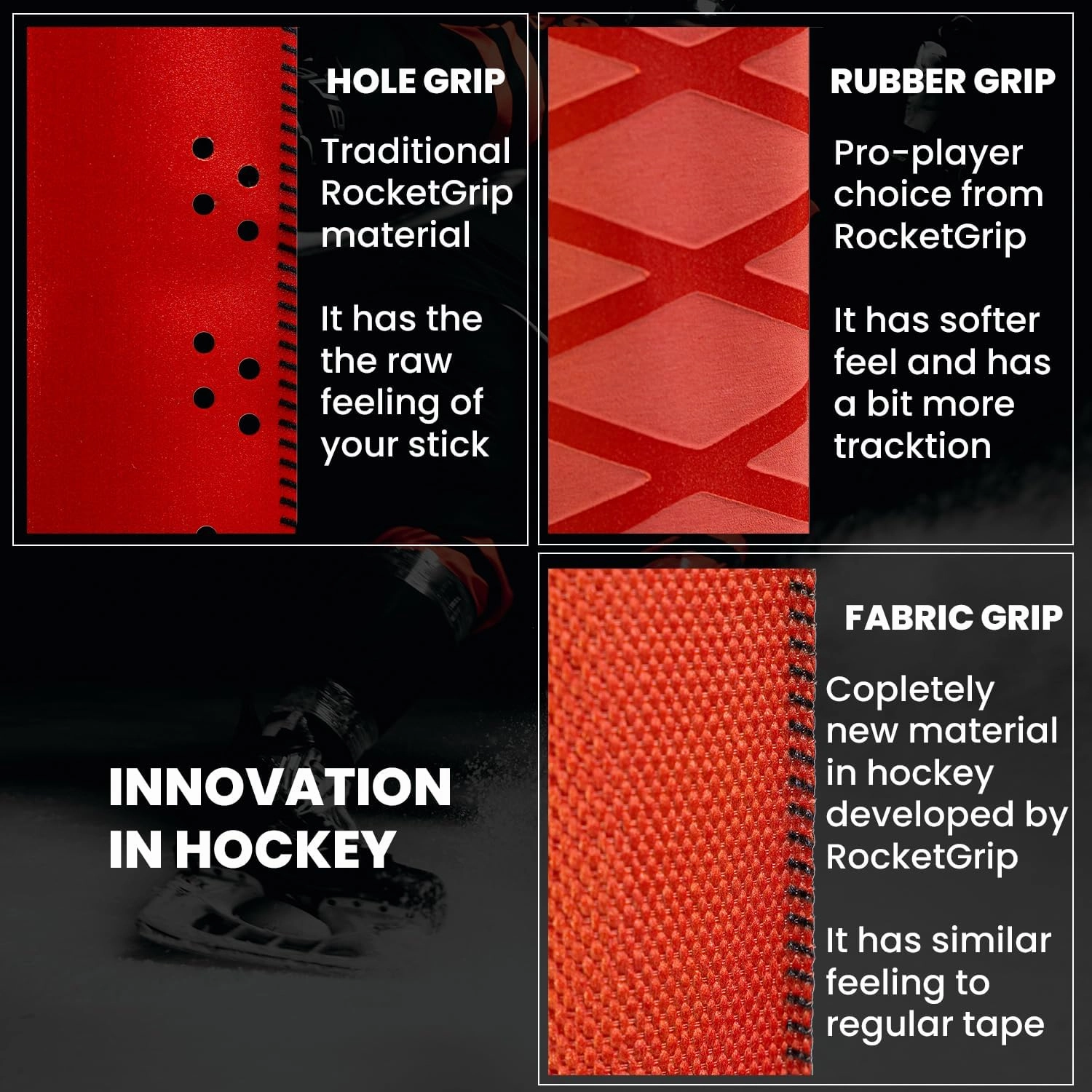 Fabric Hockey Stick Grip Tape - Better Than Grip Tapes - Long Lasting Premium Quality Easy to Install Ice Hockey Sports Grip for Adults and Kids