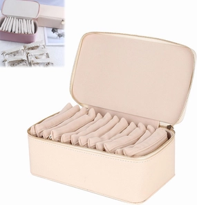 Familiarn Travel Jewelry Box with Small Pouches, Large Capacity Waterproof Jewelry Organizer Case with 12 Removable Pouches for Travel and Daily Use (White)