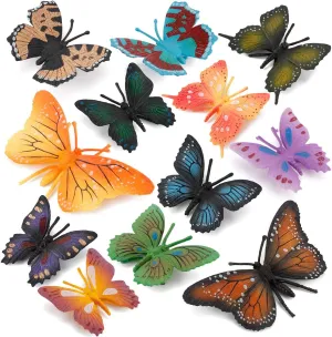 Fantarea 12 PCS Butterfly Animal Model Figure Lifelike Insect Figurine Collection Party Favors Supplies Decoration Cake Toppers Set Education Toys for 5 6 7 8 Years Old Boys Girls Kid Toddlers