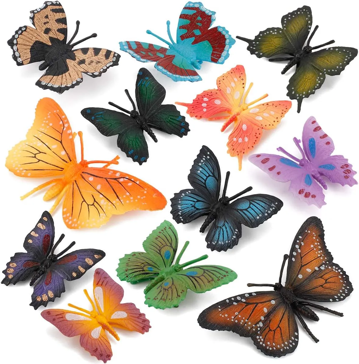 Fantarea 12 PCS Butterfly Animal Model Figure Lifelike Insect Figurine Collection Party Favors Supplies Decoration Cake Toppers Set Education Toys for 5 6 7 8 Years Old Boys Girls Kid Toddlers