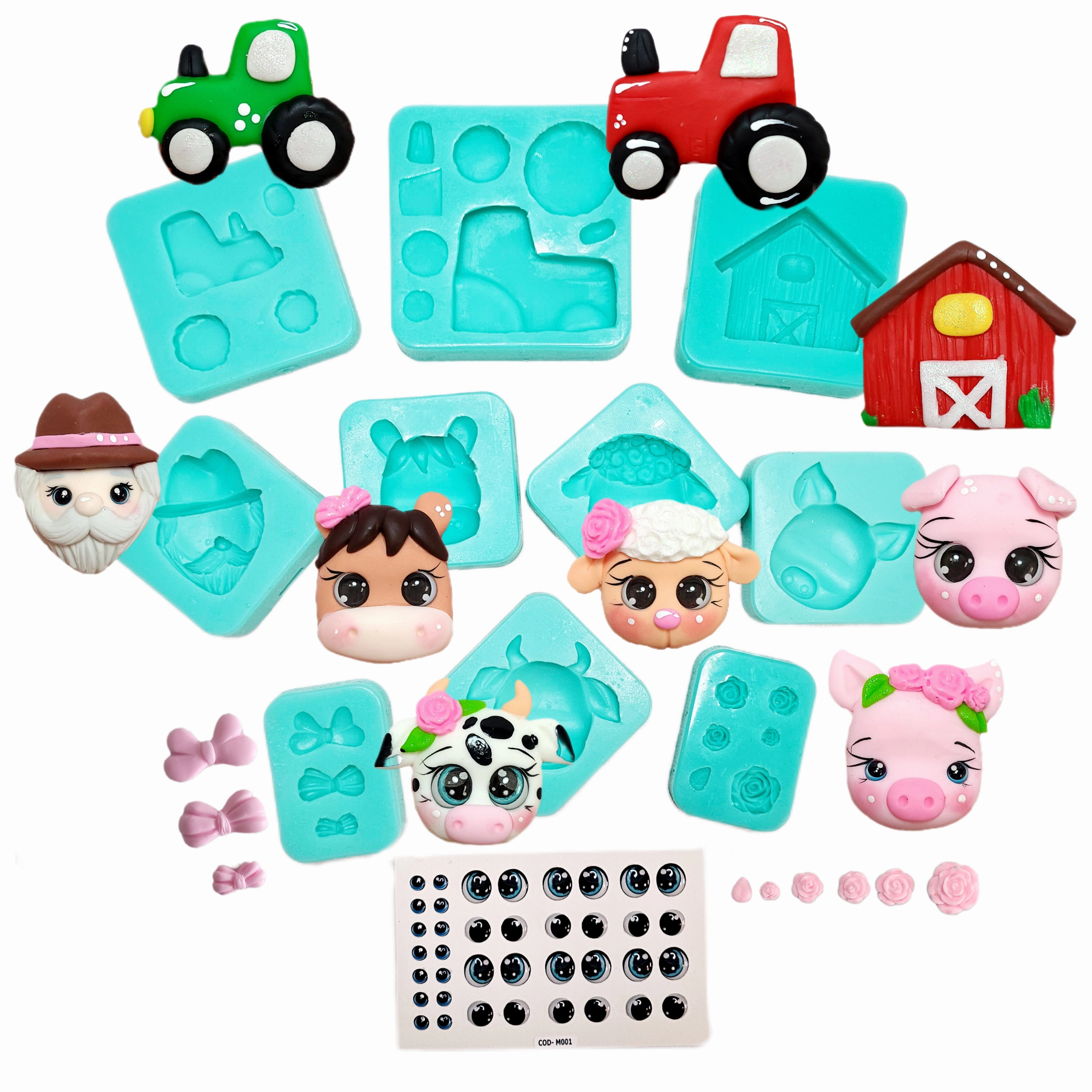 Farm animals silicone mold cow mold tractor mold barn silicone mold sheep mold pig silicone mold MS819